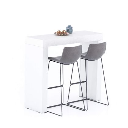 Table Haute Evolution 120x40, Frêne Blanc avec 2 pieds