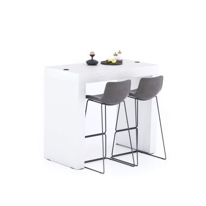 Table Haute Evolution 120x60, Frêne Blanc avec 2 pieds et Chargeur sans fil