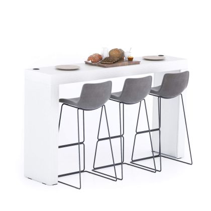 Table Haute Evolution 180x40, Frêne Blanc avec 2 pieds et Chargeur sans fil image principale