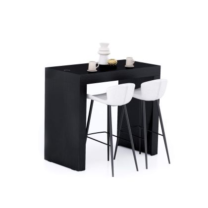 Table Haute Evolution 120x60, Frêne Noir avec 2 pieds et Chargeur Sans Fil
