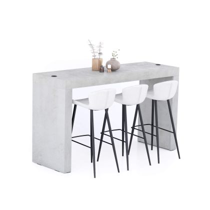 Table Haute Evolution 180x60, Gris Béton avec 2 pieds et Chargeur Sans Fil image principale