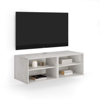 Wandmontiertes TV-Möbel X ohne Türe, Grauer Beton Hauptbild