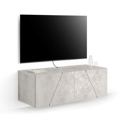 Emma Wall TV Unit with Door, Concrete Effect, Grey main image
