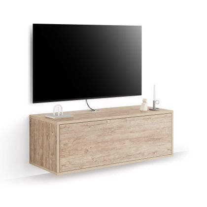Mueble TV suspendido Iacopo con cajón, color encina