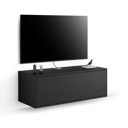 Mueble TV suspendido Iacopo con cajón, color madera negra imagen principal