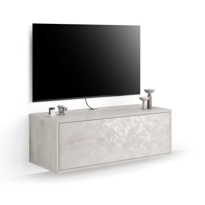 Mueble TV suspendido Iacopo con cajón, color cemento gris imagen principal