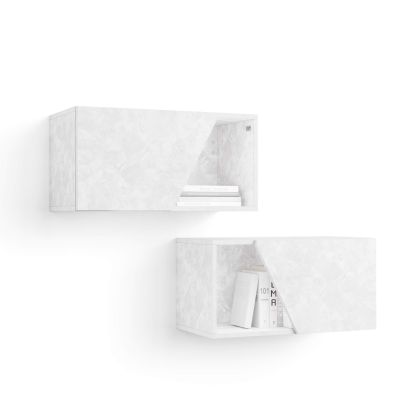 Paar Hängeschränke Emma 70 mit Hebetüre, Weißer Beton Hauptbild