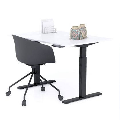 Clara Electric Standing Desk 120x80 Concrete Effect, White with Black Legs main image
