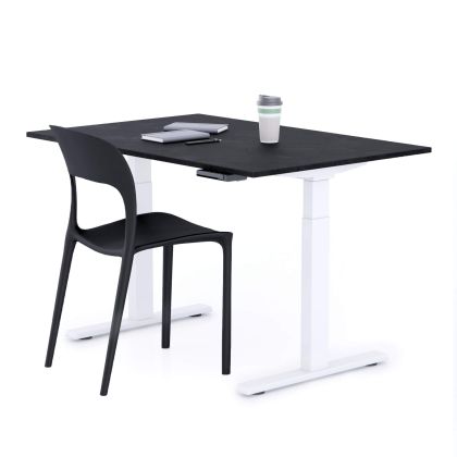 Clara Electric Standing Desk 120x80 Concrete Effect, Black with White Legs main image