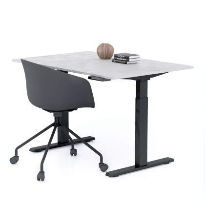 Verstellbarer Schreibtisch Clara 120x80 Grau Beton mit schwarzen Beinen