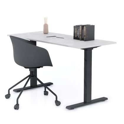 Schreibtisch Clara 140x60 Beton Grau mit Fixen Schwarzen Beinen