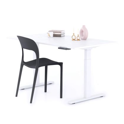 Clara Electric Standing Desk 140x80 Concrete Effect, White with White Legs main image