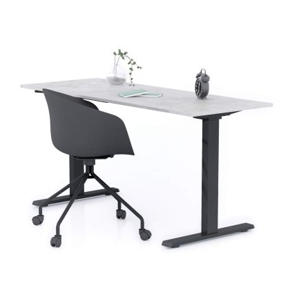 Schreibtisch Clara 160x60 Beton Grau mit Fixen Schwarzen Beinen