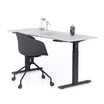 Verstellbarer Schreibtisch Clara 160x60 Grau Beton mit schwarzen Beinen Hauptbild