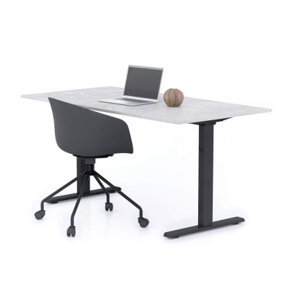 Clara Fixed Height Desk 160x80 Concrete Effect, Grey with Black Legs main image