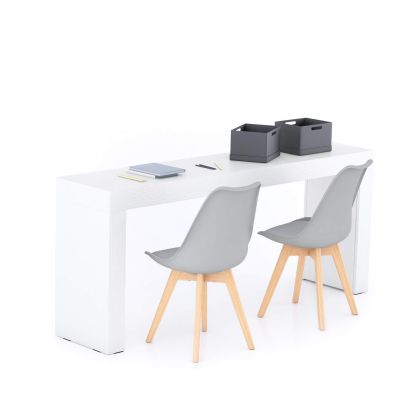 Table de bureau Evolution 180x40, Frêne Blanc avec 2 pieds