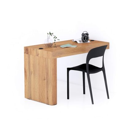 Evolution Desk 120x60 with Wireless Charger, Rustic Oak with One Leg