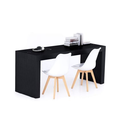 Table de bureau Evolution 180x60, Frêne Noir avec 2 pieds et Chargeur Sans Fil image principale