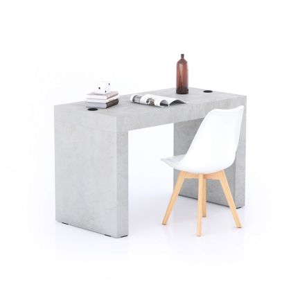 Table de bureau Evolution 120x60, Gris Béton avec 2 pieds et Chargeur Sans Fil