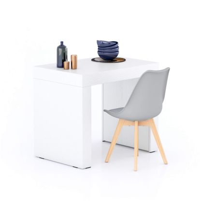 Table Fixe Evolution 90x60, Frêne Blanc avec 2 pieds