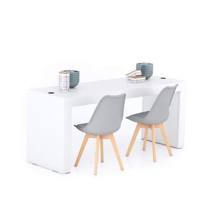 Evolution Fixed Table 180x60 with Wireless Charger, Ashwood White with Two Legs main image