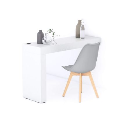Evolution Fixed Table 120x40 with Wireless Charger, Ashwood White with One Leg