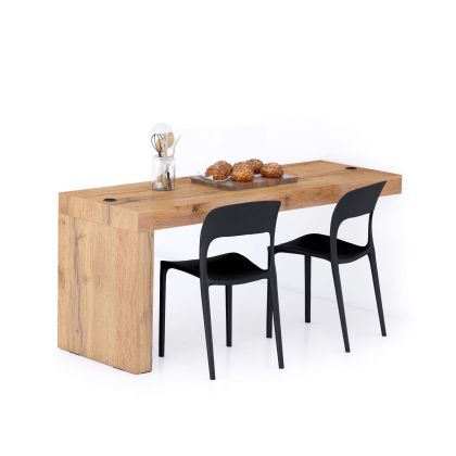 Table Fixe Evolution 180x60, Bois Rustique avec 1 pied et Chargeur Sans Fil image principale