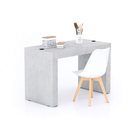 Evolution Fixed Table 120x60 with Wireless Charger, Concrete Grey with Two Legs