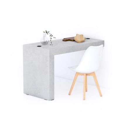 Evolution fester Tisch 120 x 60 mit kabellosem Ladegerät, grauer Beton, mit einem Bein