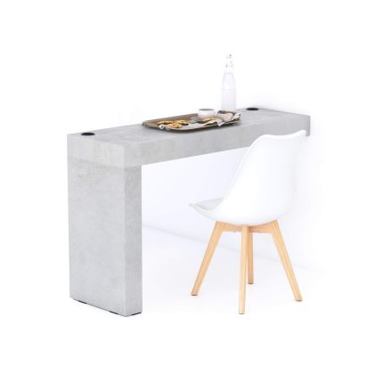 Evolution fester Tisch 120 x 40, mit kabellosem Ladegerät, grauer Beton, mit einem Bein