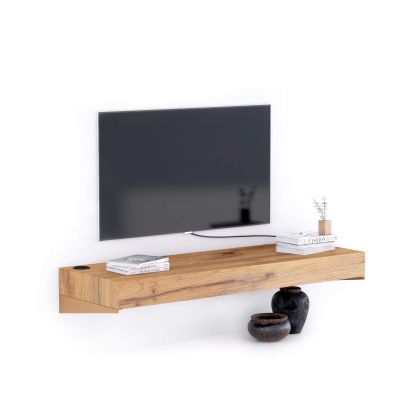 Evolution Extra Large TV Shelf 120x40 with Wireless Charger, Rustic Oak