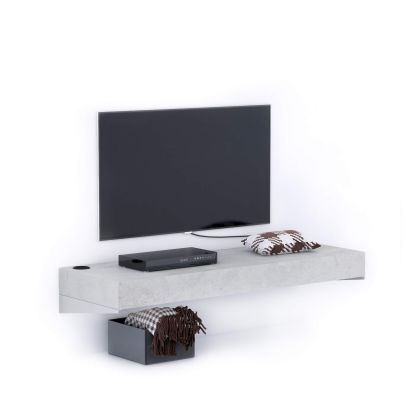 Floating tv stand Evolution 120x40 with Wireless Charger, Concrete Effect, Grey main image
