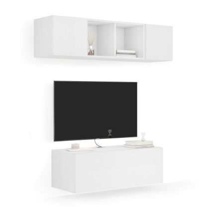 Easy Living Room Wall Unit 2, Ashwood White, 142x44x160 cm main image