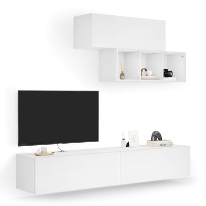 Easy Living Room Wall Unit 3, Ashwood White, 208x44x185 cm main image