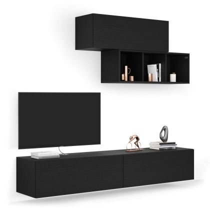 Easy Living Room Wall Unit 3, Ashwood Black, 208x44x185 cm main image
