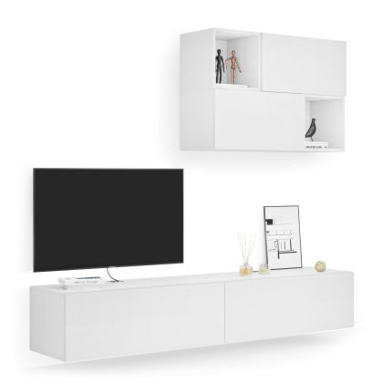 Easy Living Room Wall Unit 4, Ashwood White, 208x44x185 cm main image