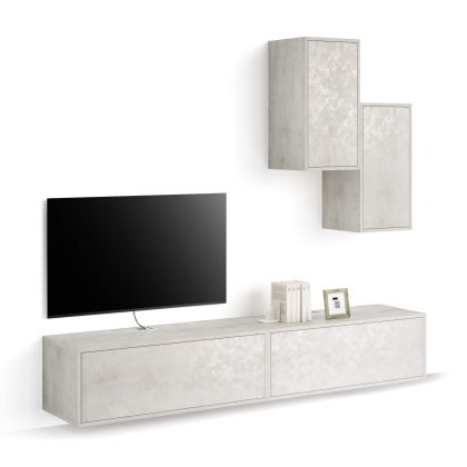 Iacopo Living Room Wall Unit 4, Concrete Effect, Grey, 208x42x185 cm main image
