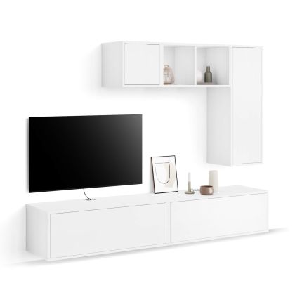 Iacopo Living Room Wall Unit 6, Ashwood White, 208x42x160 cm main image