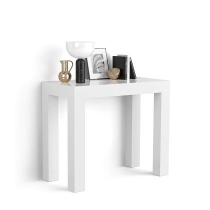 Table Console extensible, First, Blanc laqué brillant