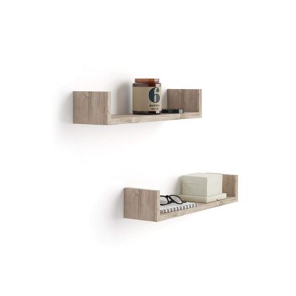 Set of 2 "U"-Shaped Shelves, Iacopo, Oak
