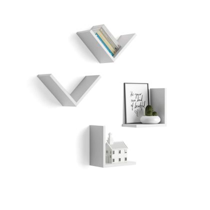 A Set of 4 Giuditta "V"-shaped Shelves, Matt White