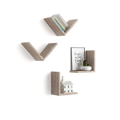 A Set of 4 Giuditta "V"-shaped Shelves, Oak
