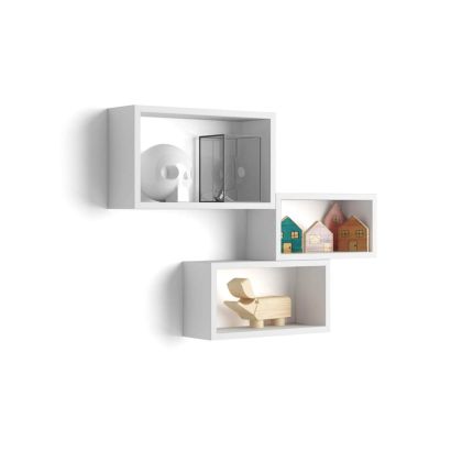 Cubi da parete Rettangolari, Set da 3, Giuditta, Bianco Opaco immagine principale