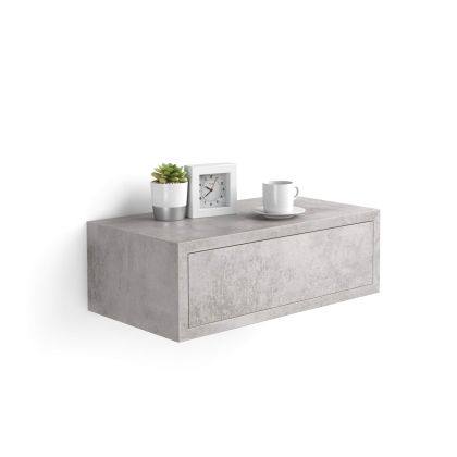 Riccardo Wall bedside table, Concrete Effect, Grey main image