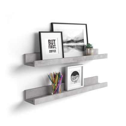 Set of 2 First picture shelves, 60 cm, Concrete Effect, Grey main image