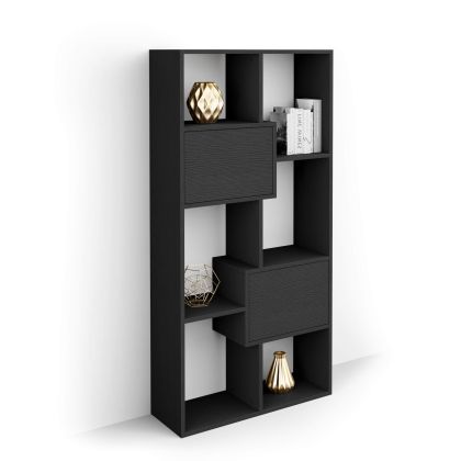 Iacopo XS Bookcase with panel doors (160.8 x 80 cm), Ashwood Black