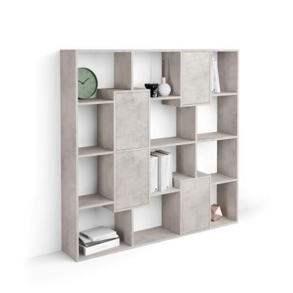 Iacopo S Bookcase with panel doors (160.8 x 158.2 cm), Concrete Grey