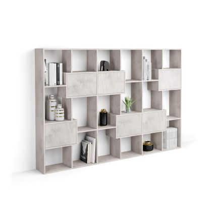 Iacopo M Bookcase with panel doors (160.8 x 236.4 cm), Concrete Effect, Grey main image