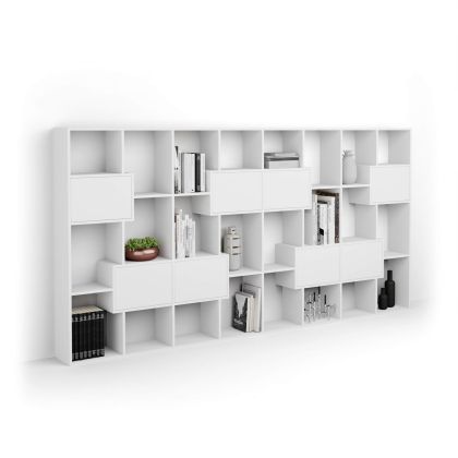 Iacopo L Bookcase with panel doors (160.8 x 314.6 cm), Ashwood White