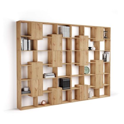 Iacopo XL Bookcase with panel doors (236.4 x 321.6 cm), Rustic Oak